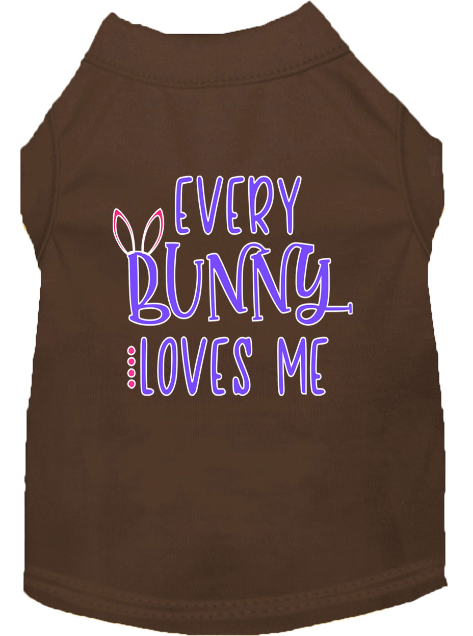 Every Bunny Loves me Screen Print Dog Shirt Brown Lg